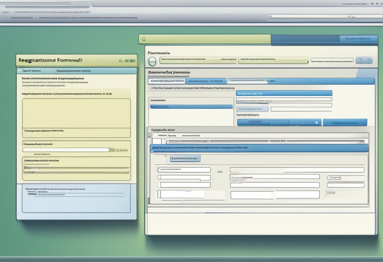 A computer screen displaying an online PMDC registration renewal form with error messages and a support chat window open for assistance