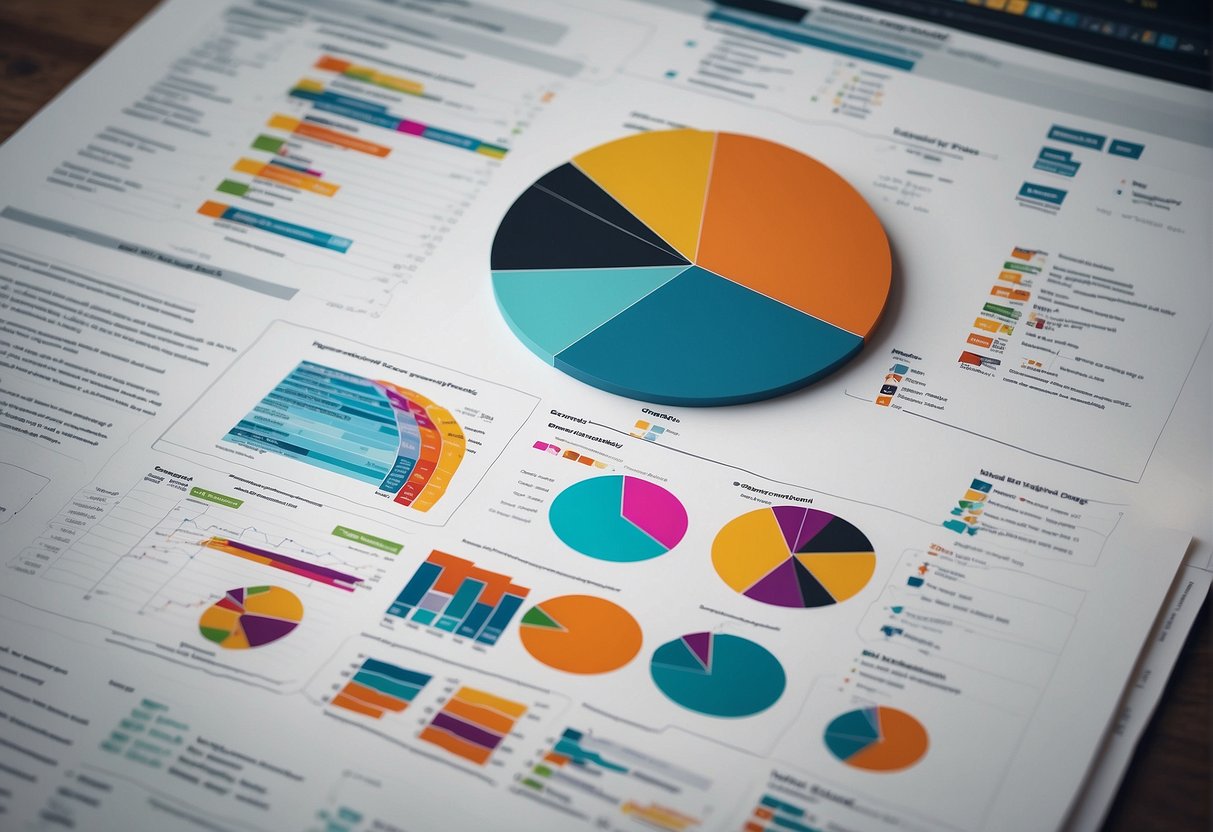 A colorful cheat sheet with Power BI DAX formulas and functions arranged in a visually appealing layout